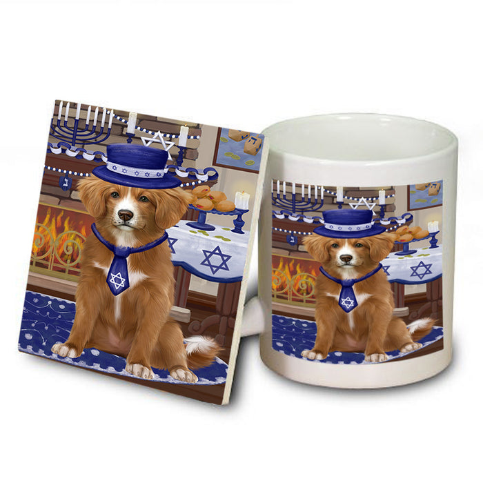 Happy Hanukkah Nova Scotia Duck Toller Retriever Dogs Mug and Coaster Set MUC57477
