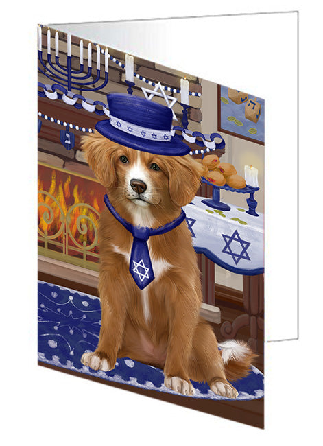 Happy Hanukkah  Nova Scotia Duck Toller Retriever Dogs Handmade Artwork Assorted Pets Greeting Cards and Note Cards with Envelopes for All Occasions and Holiday Seasons GCD79769