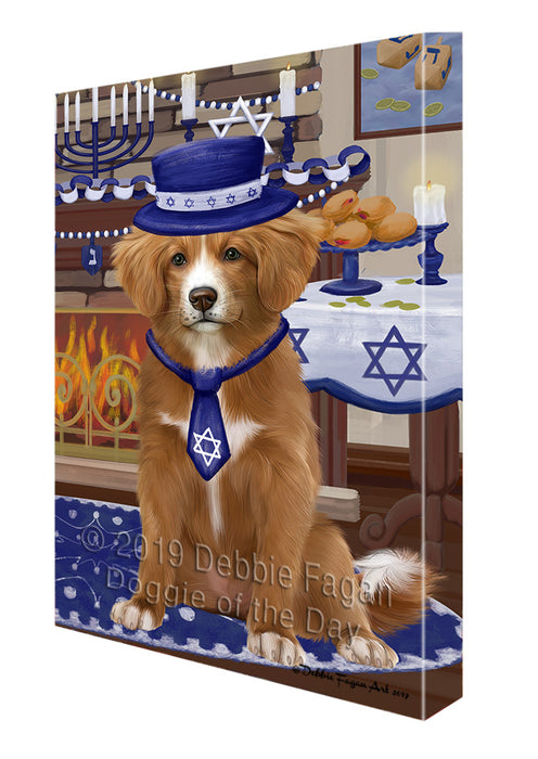 Happy Hanukkah Family Nova Scotia Duck Toller Retriever Dogs Canvas Print Wall Art Décor CVS144971