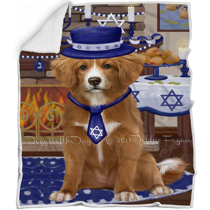 Happy Hanukkah Nova Scotia Duck Tolling Retriever Dog Blanket BLNKT144006