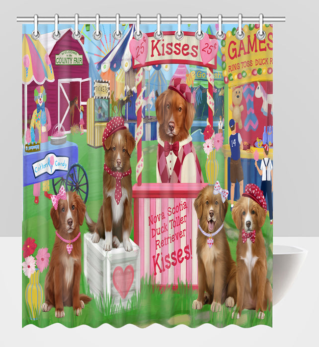 Carnival Kissing Booth Nova Scotia Duck Toller Retriever Dogs Shower Curtain