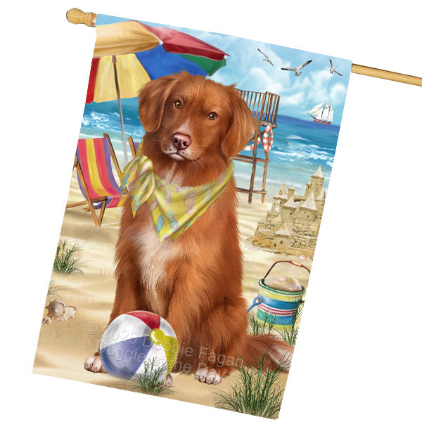 Pet Friendly Beach Nova Scotia Duck Toller Retriever Dog House Flag Outdoor Decorative Double Sided Pet Portrait Weather Resistant Premium Quality Animal Printed Home Decorative Flags 100% Polyester FLG68927