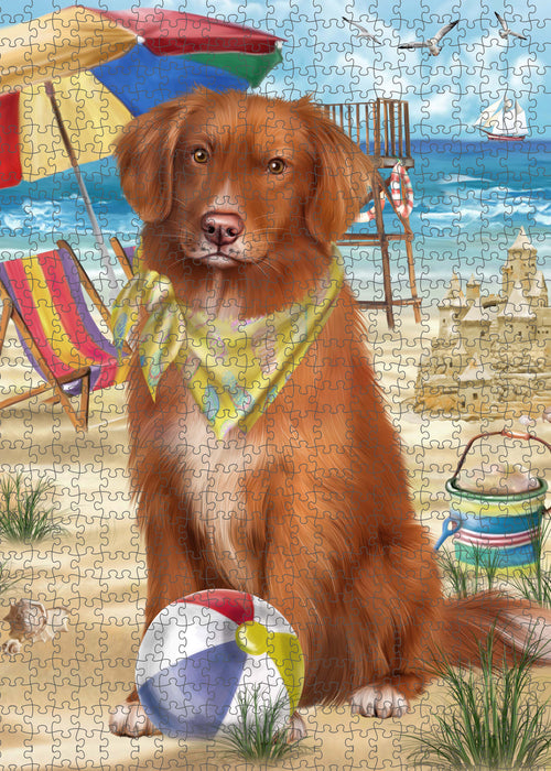 Pet Friendly Beach Nova Scotia Duck Toller Retriever Dog Portrait Jigsaw Puzzle for Adults Animal Interlocking Puzzle Game Unique Gift for Dog Lover's with Metal Tin Box PZL458