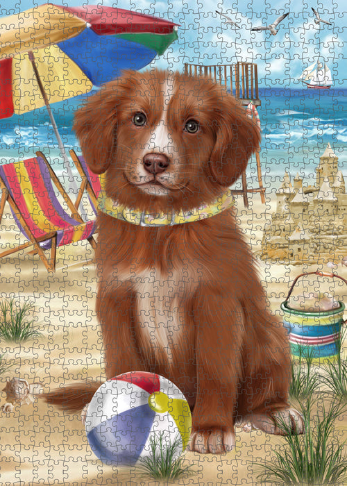Pet Friendly Beach Nova Scotia Duck Toller Retriever Dog Portrait Jigsaw Puzzle for Adults Animal Interlocking Puzzle Game Unique Gift for Dog Lover's with Metal Tin Box PZL459