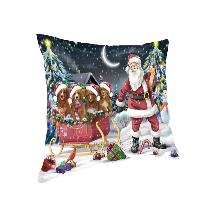 Christmas Santa Sled Nova Scotia Duck Toller Retriever Dogs Pillow with Top Quality High-Resolution Images - Ultra Soft Pet Pillows for Sleeping - Reversible & Comfort - Ideal Gift for Dog Lover - Cushion for Sofa Couch Bed - 100% Polyester