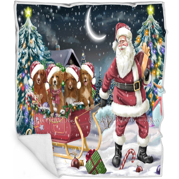 Merry Christmas Happy Holiday Santa Sled Nova Scotia Duck Tolling Retriever Dogs Blanket BLNKT143399