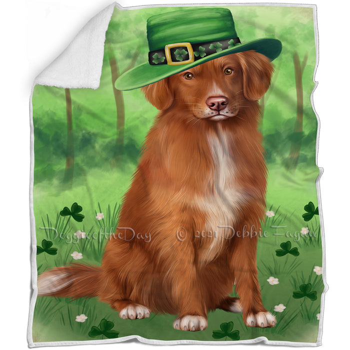St. Patricks Day Irish Portrait Nova Scotia Duck Toller Retriever Dog Blanket BLNKT132861