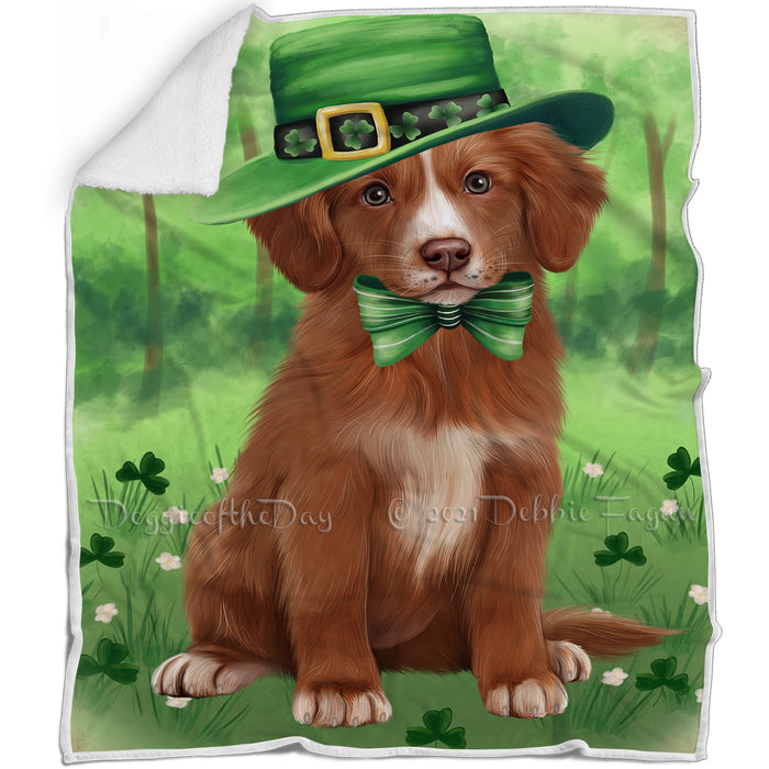 St. Patricks Day Irish Portrait Nova Scotia Duck Toller Retriever Dog Blanket BLNKT132879