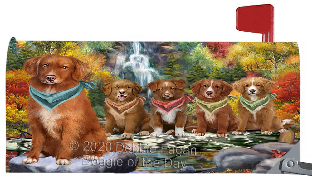 Scenic Waterfall Nova Scotia Duck Toller Retriever Dogs Magnetic Mailbox Cover Both Sides Pet Theme Printed Decorative Letter Box Wrap Case Postbox Thick Magnetic Vinyl Material