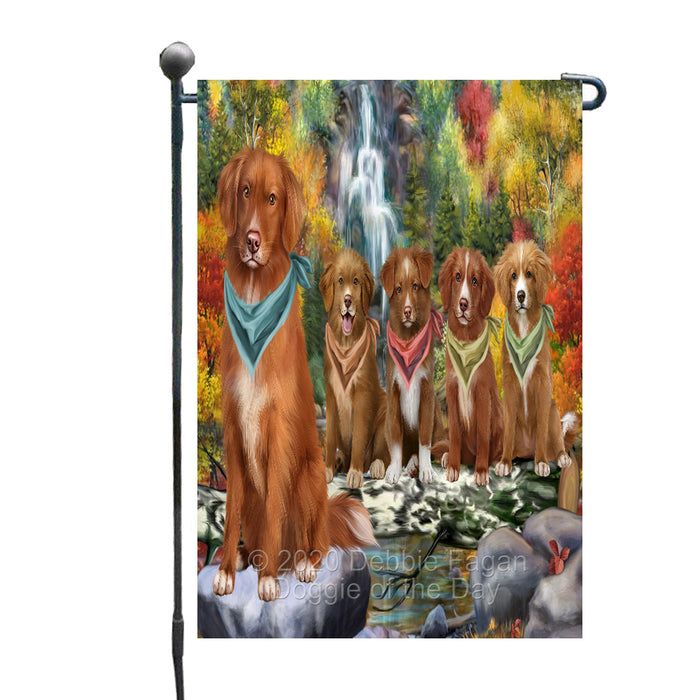 Scenic Waterfall Nova Scotia Duck Toller Retriever Dogs Garden Flags Outdoor Decor for Homes and Gardens Double Sided Garden Yard Spring Decorative Vertical Home Flags Garden Porch Lawn Flag for Decorations