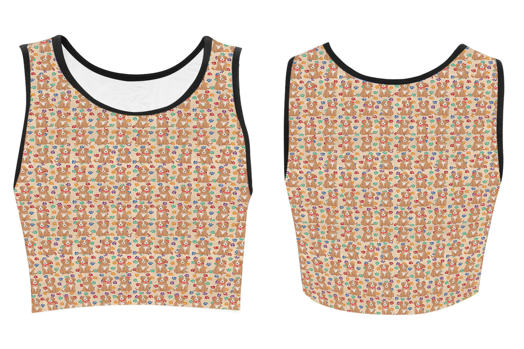 Rainbow Paw Print Nova Scotia Duck Toller Retriever Dogs Red Women's Crop Top