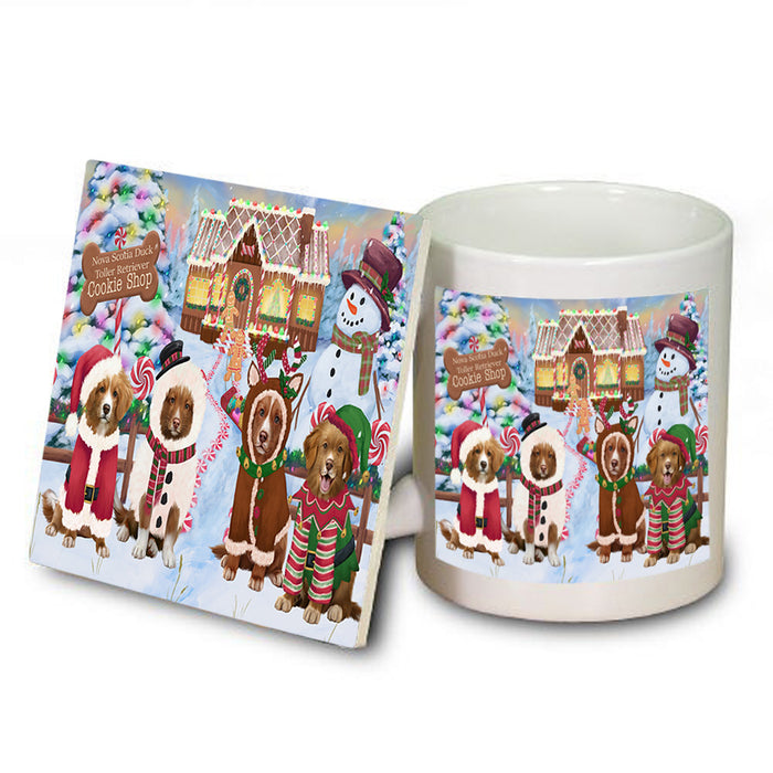 Holiday Gingerbread Cookie Shop Nova Scotia Duck Toller Retrievers Dog Mug and Coaster Set MUC56497