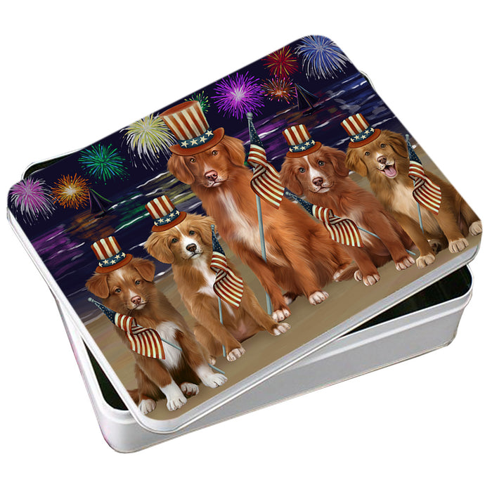 4th of July Independence Day Firework Nova Scotia Duck Toller Retrievers Dog Photo Storage Tin PITN56782