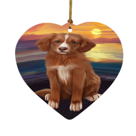 Sunset Nova Scotia Duck Toller Retriever Dog Heart Christmas Ornament HPOR58038