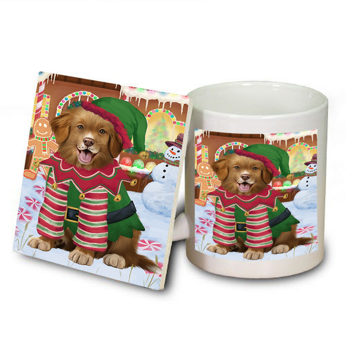 Christmas Gingerbread House Candyfest Nova Scotia Duck Toller Retriever Dog Mug and Coaster Set MUC56450