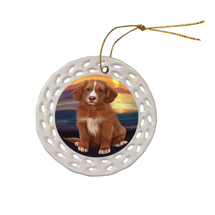 Sunset Nova Scotia Duck Toller Retriever Dog Ceramic Doily Ornament DPOR58038