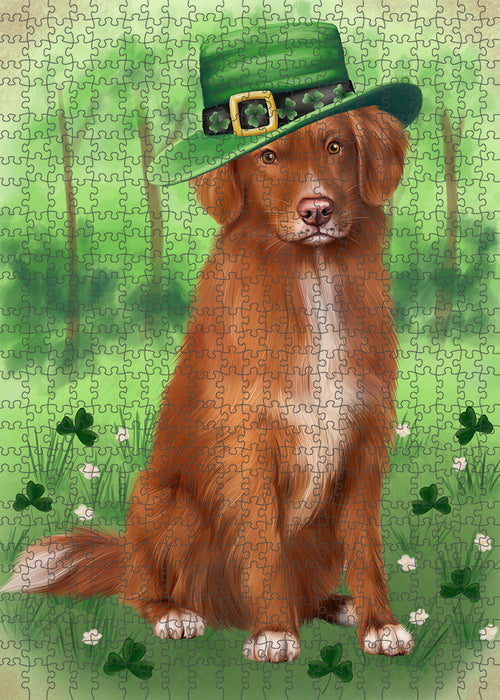 St. Patricks Day Irish Portrait Nova Scotia Duck Toller Retriever Dog Portrait Jigsaw Puzzle for Adults Animal Interlocking Puzzle Game Unique Gift for Dog Lover's with Metal Tin Box PZL068