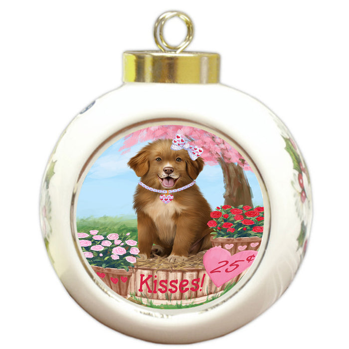 Rosie 25 Cent Kisses Nova Scotia Duck Toller Retriever Dog Round Ball Christmas Ornament RBPOR56330