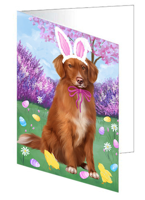 Easter Holiday Nova Scotia Duck Toller Retriever Dog Handmade Artwork Assorted Pets Greeting Cards and Note Cards with Envelopes for All Occasions and Holiday Seasons GCD76277