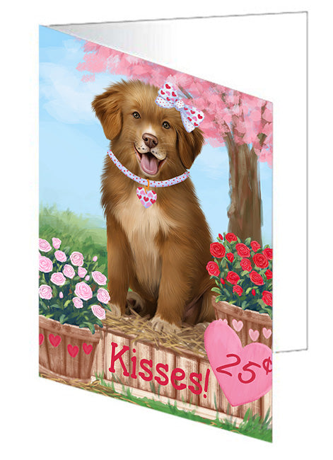 Rosie 25 Cent Kisses Nova Scotia Duck Toller Retriever Dog Handmade Artwork Assorted Pets Greeting Cards and Note Cards with Envelopes for All Occasions and Holiday Seasons GCD72437