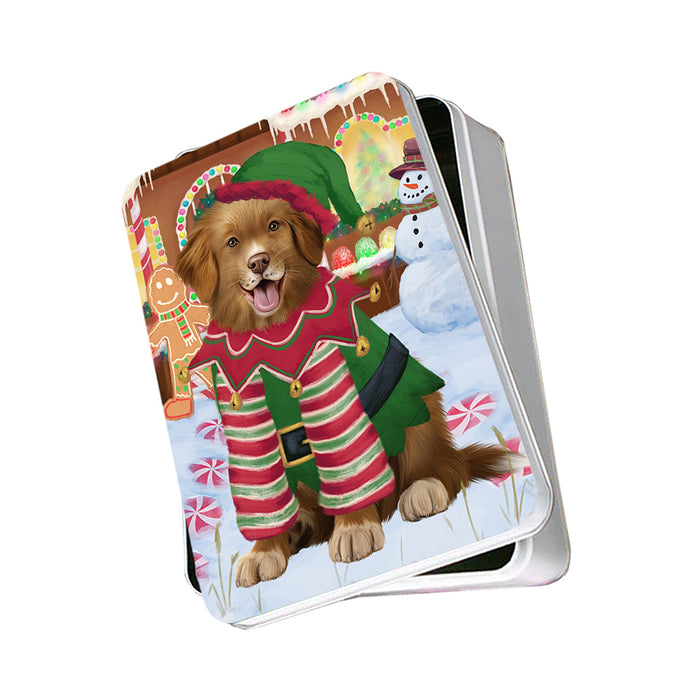 Christmas Gingerbread House Candyfest Nova Scotia Duck Toller Retriever Dog Photo Storage Tin PITN56401