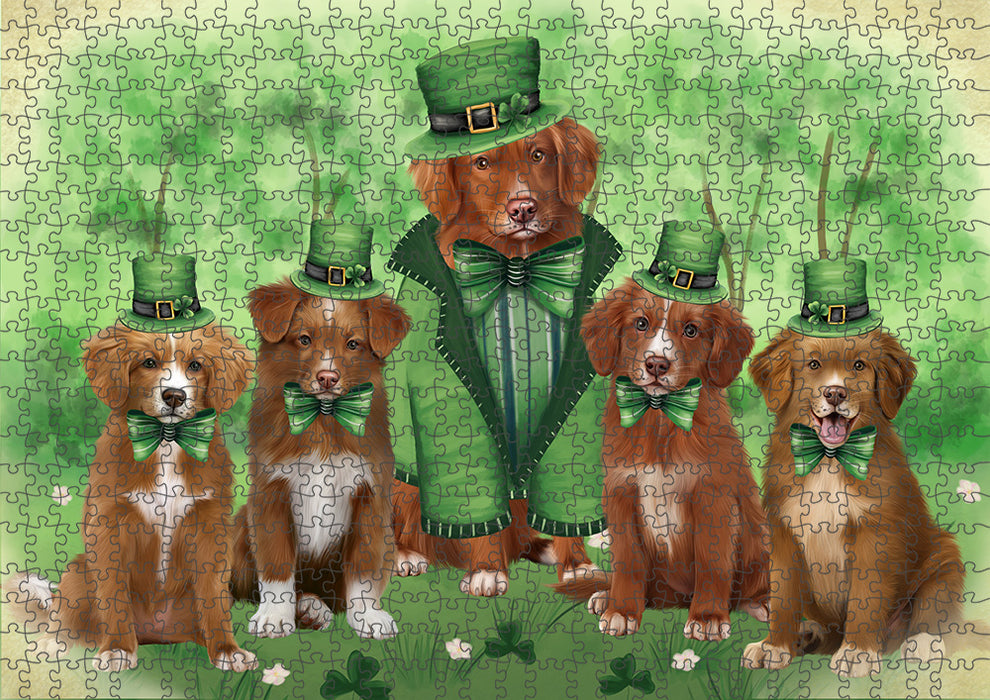 St. Patricks Day Irish Portrait Nova Scotia Duck Toller Retriever Dogs Portrait Jigsaw Puzzle for Adults Animal Interlocking Puzzle Game Unique Gift for Dog Lover's with Metal Tin Box PZL069