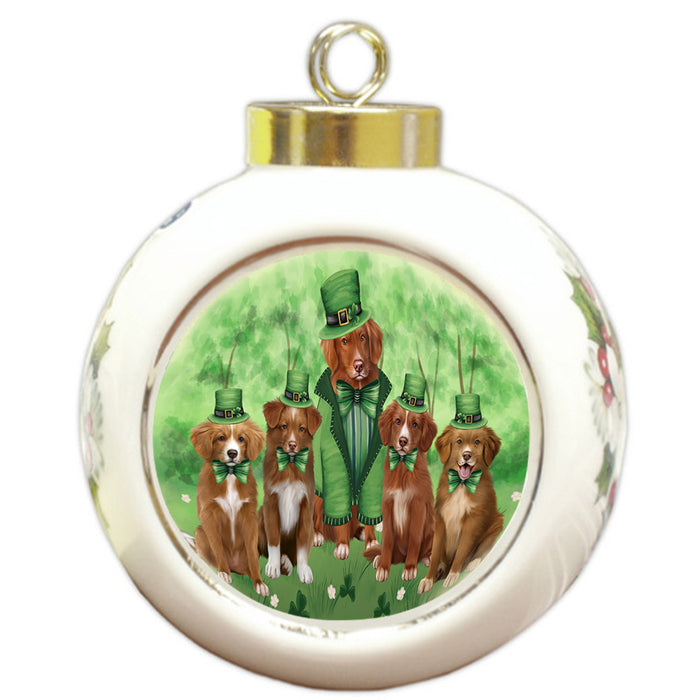 St. Patricks Day Irish Portrait Nova Scotia Duck Toller Retriever Dogs Round Ball Christmas Ornament RBPOR58153