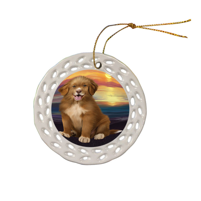 Sunset Nova Scotia Duck Toller Retriever Dog Ceramic Doily Ornament DPOR58039
