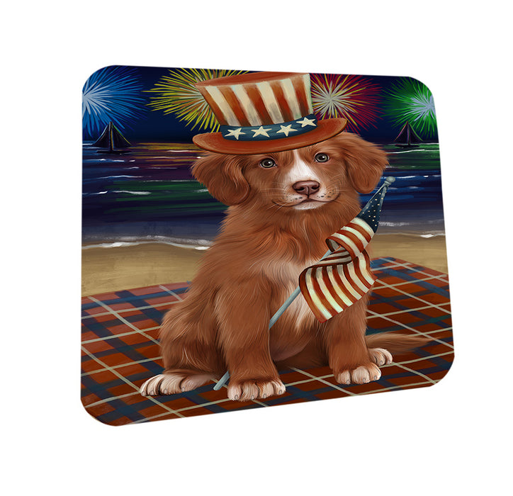 4th of July Independence Day Firework Nova Scotia Duck Toller Retriever Dog Coasters Set of 4 CST56798