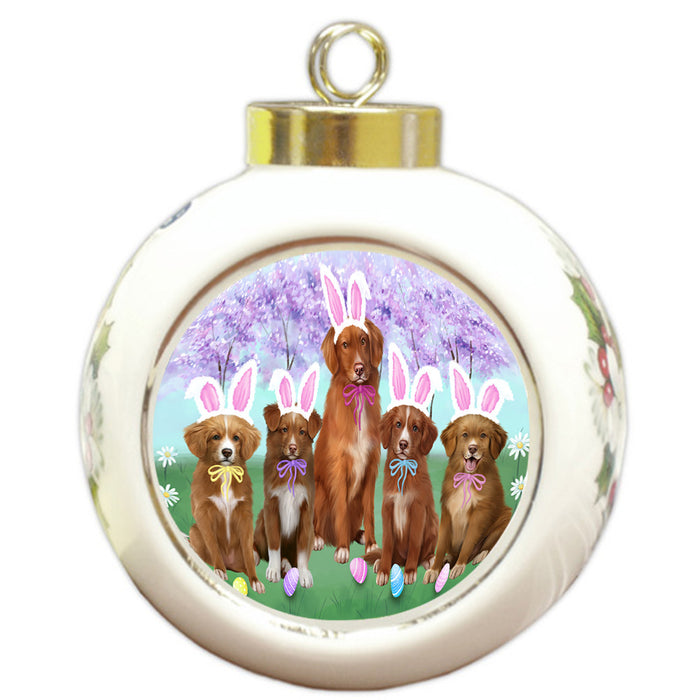Easter Holiday Nova Scotia Duck Toller Retrievers Dog Round Ball Christmas Ornament RBPOR57323