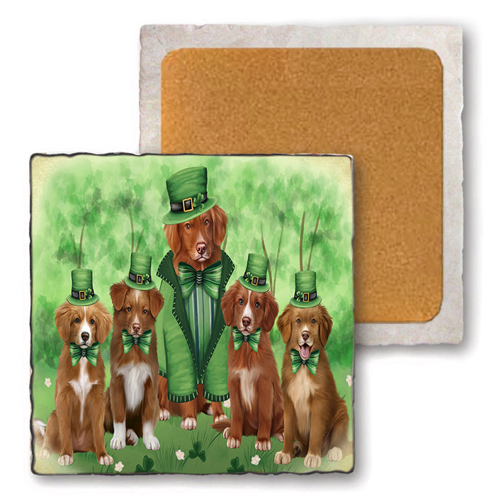 St. Patricks Day Irish Portrait Nova Scotia Duck Toller Retriever Dogs Set of 4 Natural Stone Marble Tile Coasters MCST52026