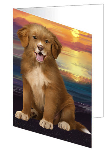 Sunset Nova Scotia Duck Toller Retriever Dog Handmade Artwork Assorted Pets Greeting Cards and Note Cards with Envelopes for All Occasions and Holiday Seasons GCD76961