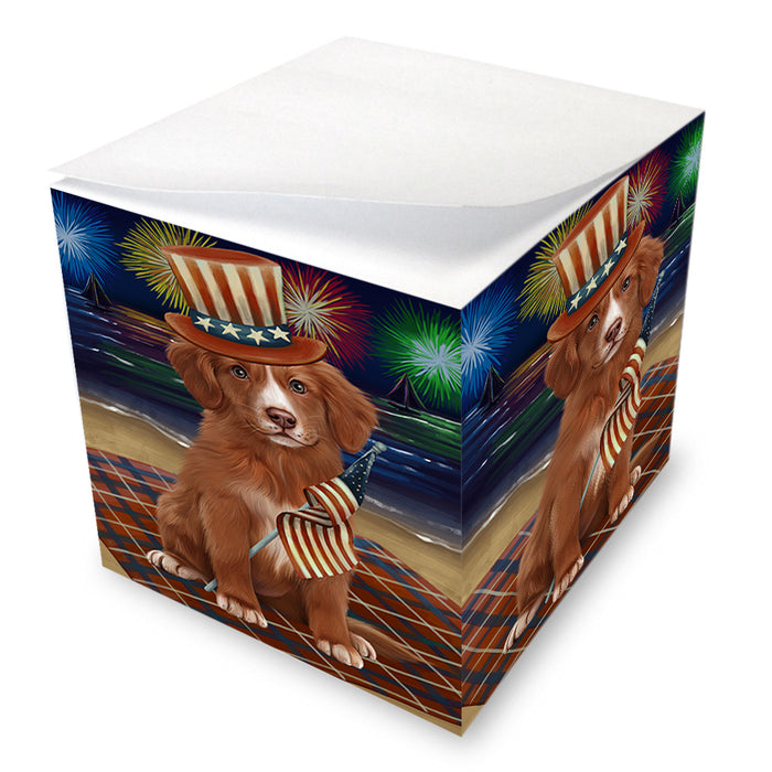 4th of July Independence Day Firework Nova Scotia Duck Toller Retriever Dog Note Cube NOC54957