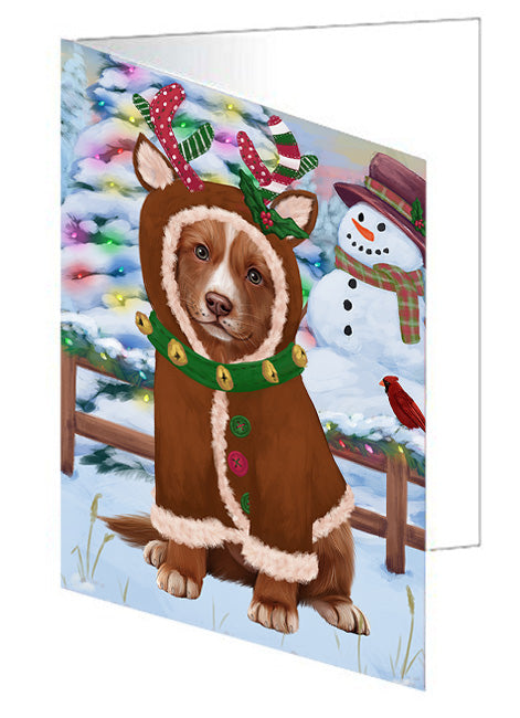 Christmas Gingerbread House Candyfest Nova Scotia Duck Toller Retriever Dog Handmade Artwork Assorted Pets Greeting Cards and Note Cards with Envelopes for All Occasions and Holiday Seasons GCD73892