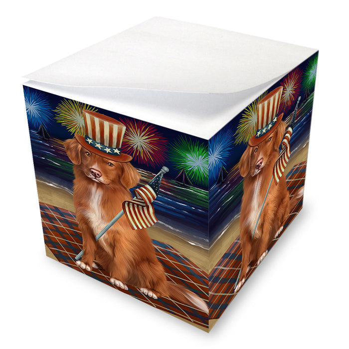 4th of July Independence Day Firework Nova Scotia Duck Toller Retriever Dog Note Cube NOC54958