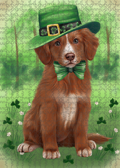 St. Patricks Day Irish Portrait Nova Scotia Duck Toller Retriever Dog Portrait Jigsaw Puzzle for Adults Animal Interlocking Puzzle Game Unique Gift for Dog Lover's with Metal Tin Box PZL070