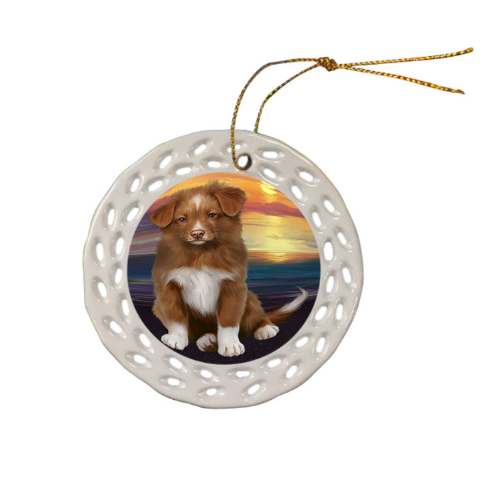 Sunset Nova Scotia Duck Toller Retriever Dog Ceramic Doily Ornament DPOR58040