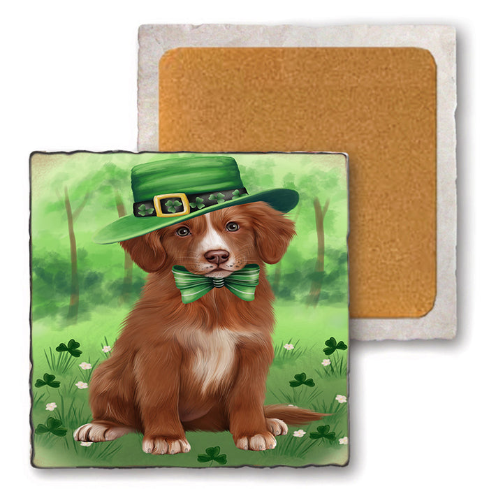 St. Patricks Day Irish Portrait Nova Scotia Duck Toller Retriever Dog Set of 4 Natural Stone Marble Tile Coasters MCST52027