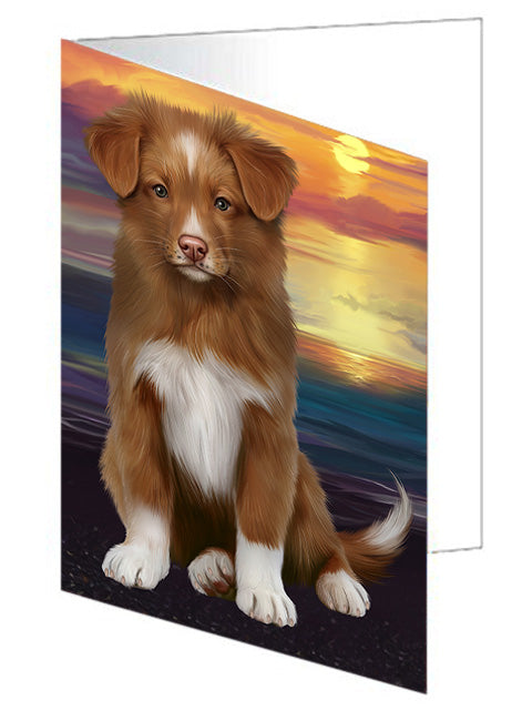Sunset Nova Scotia Duck Toller Retriever Dog Handmade Artwork Assorted Pets Greeting Cards and Note Cards with Envelopes for All Occasions and Holiday Seasons GCD76964