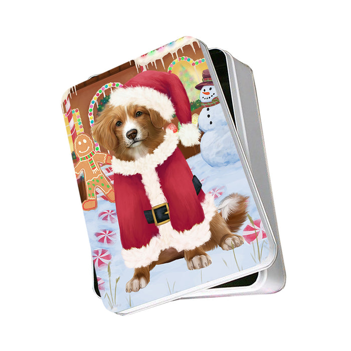 Christmas Gingerbread House Candyfest Nova Scotia Duck Toller Retriever Dog Photo Storage Tin PITN56403