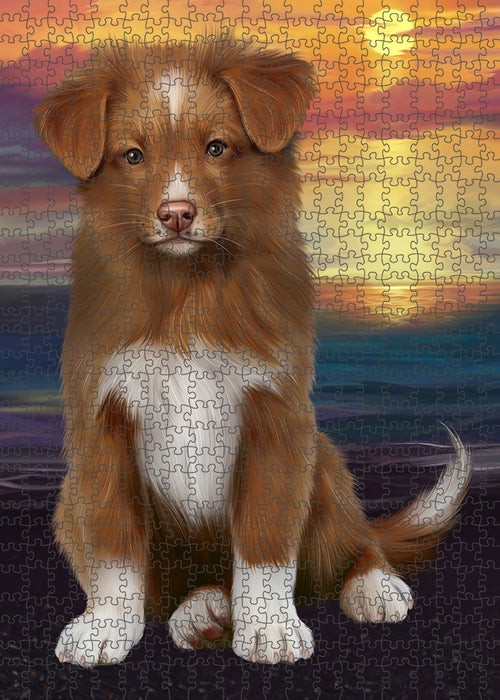 Sunset Nova Scotia Duck Toller Retriever Dog Portrait Jigsaw Puzzle for Adults Animal Interlocking Puzzle Game Unique Gift for Dog Lover's with Metal Tin Box PZL134