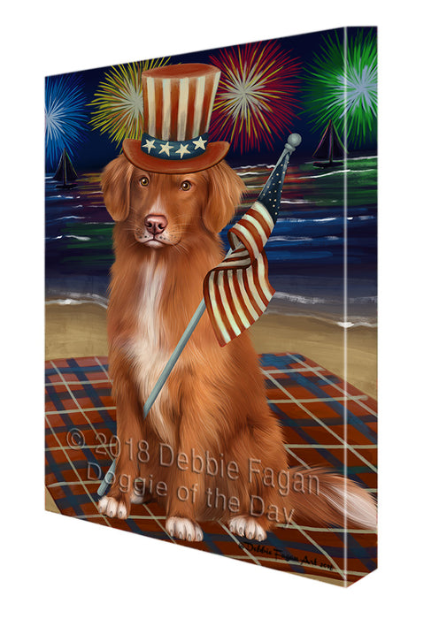 4th of July Independence Day Firework Nova Scotia Duck Toller Retriever Dog Canvas Print Wall Art Décor CVS134945