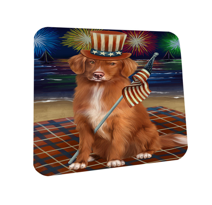 4th of July Independence Day Firework Nova Scotia Duck Toller Retriever Dog Coasters Set of 4 CST56799