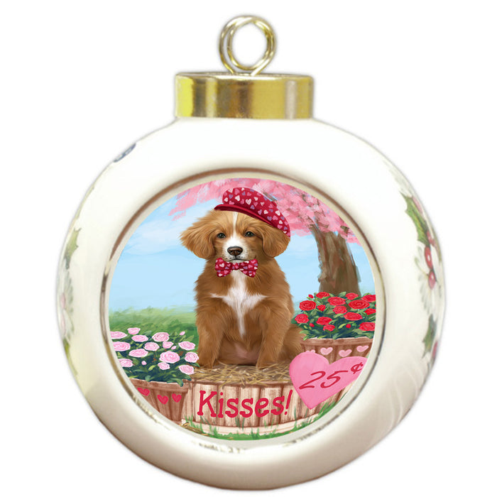 Rosie 25 Cent Kisses Nova Scotia Duck Toller Retriever Dog Round Ball Christmas Ornament RBPOR56332