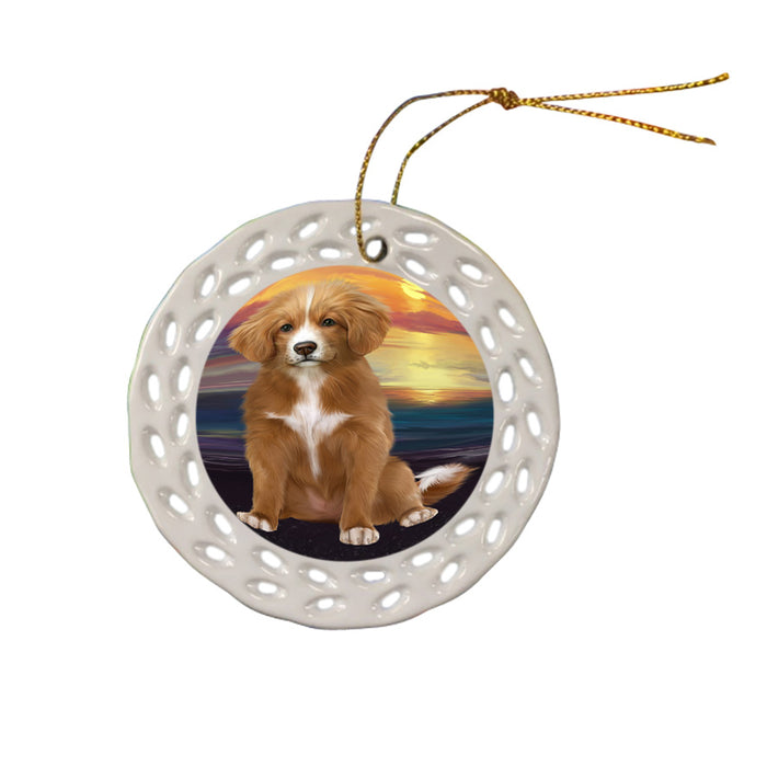 Sunset Nova Scotia Duck Toller Retriever Dog Ceramic Doily Ornament DPOR58041