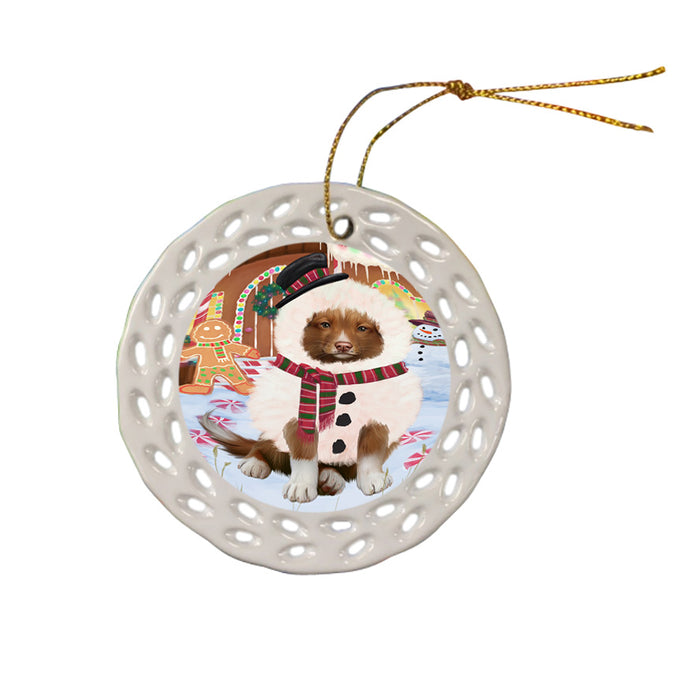 Christmas Gingerbread House Candyfest Nova Scotia Duck Toller Retriever Dog Ceramic Doily Ornament DPOR56817