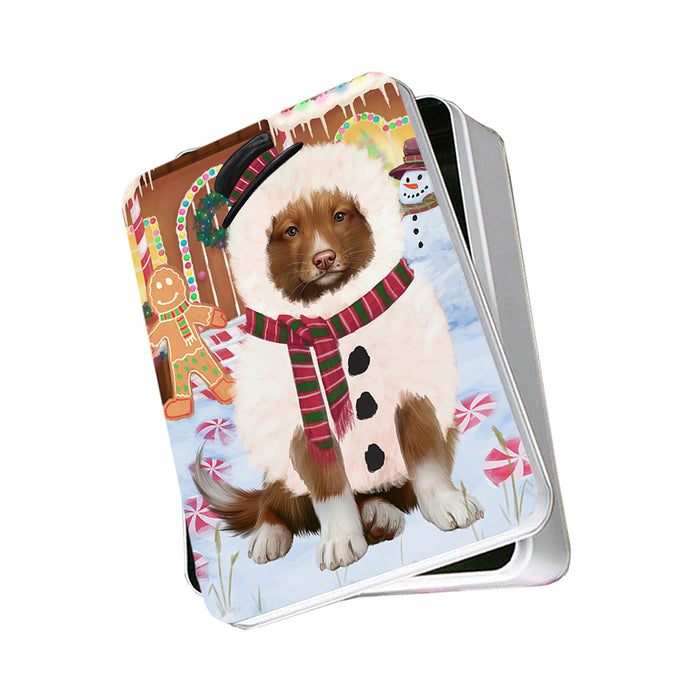 Christmas Gingerbread House Candyfest Nova Scotia Duck Toller Retriever Dog Photo Storage Tin PITN56404