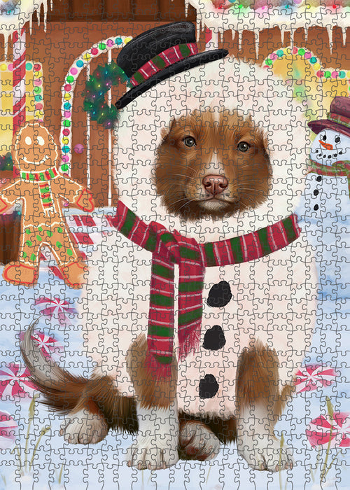 Christmas Gingerbread House Candyfest Nova Scotia Duck Toller Retriever Dog Puzzle with Photo Tin PUZL94044