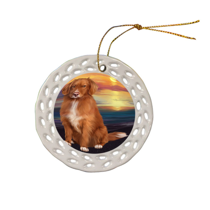 Sunset Nova Scotia Duck Toller Retriever Dog Ceramic Doily Ornament DPOR58042