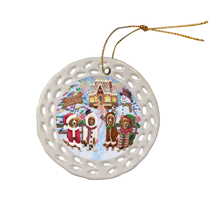 Holiday Gingerbread Cookie Shop Nova Scotia Duck Toller Retrievers Dog Ceramic Doily Ornament DPOR56861
